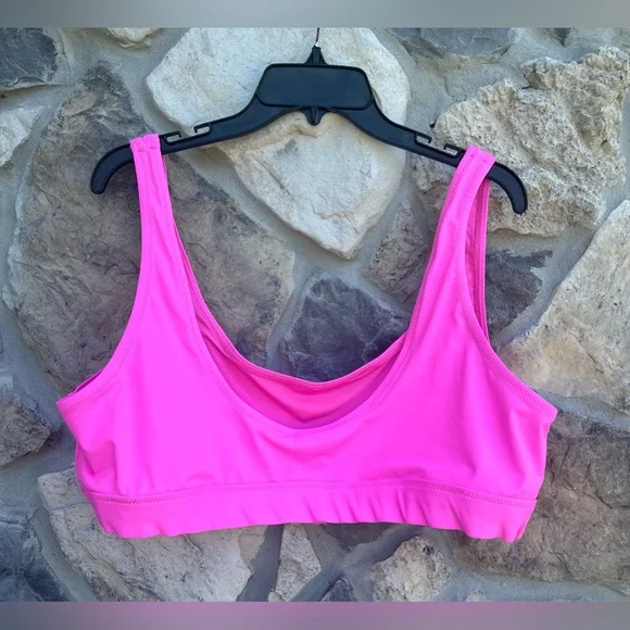 Skims Swim Neon Pink Swim Top Stretchy Scoop Neck Plus Sz 4X Beach Pool Vacation - Picture 2 of 5